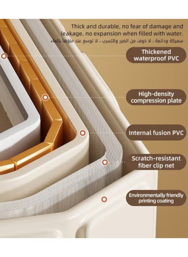 ميكسد حوض استحمام للأطفال، حوض استحمام قابل للطي، حوض استحمام محمول بقاعدة مانعة للانزلاق + 5 كرات بحرية + 4 ألعاب بط صغيرة، سعة كبيرة، مناسب للأطفال من عمر 0 إلى 8 سنوات - Image 4